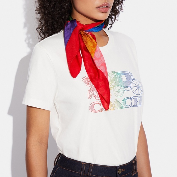 Colorblock Signature Silk Bandana from Coach - Picture 2 of 3